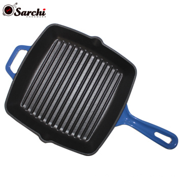 high quality 24cm enamel cast iron frying pan grill pan